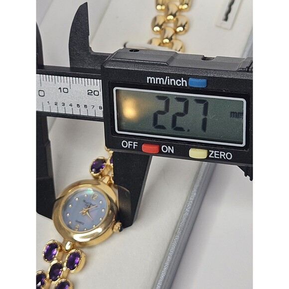 Marcel Drucker Amethyst Gold Tone Mother Of Pearl Face Ladies Quartz Watch New main image 12